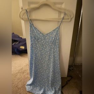 size M blue satin dress